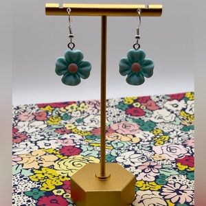 3/$12 - Light Blue Flower Sterling Silver Earrings